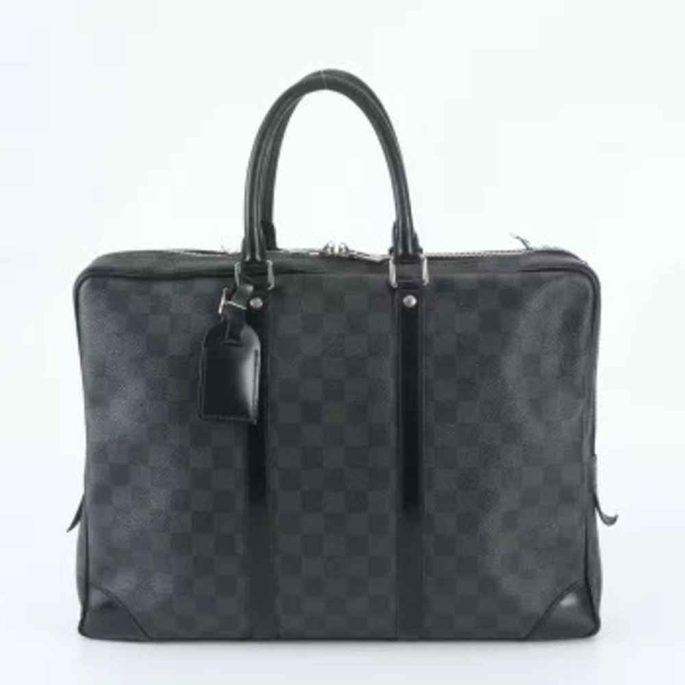 Louis Vuitton Damier Porte Documents Bag Briefcase Canvas Leather Graphite Black